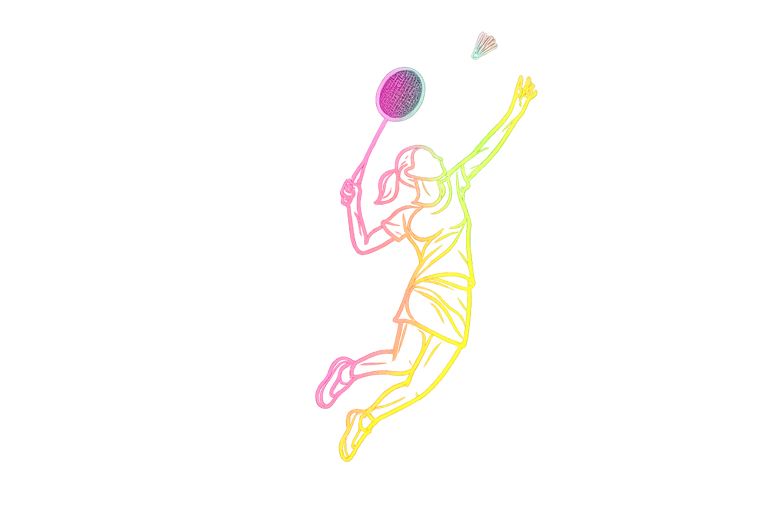 Female badminton player neon silhouette
