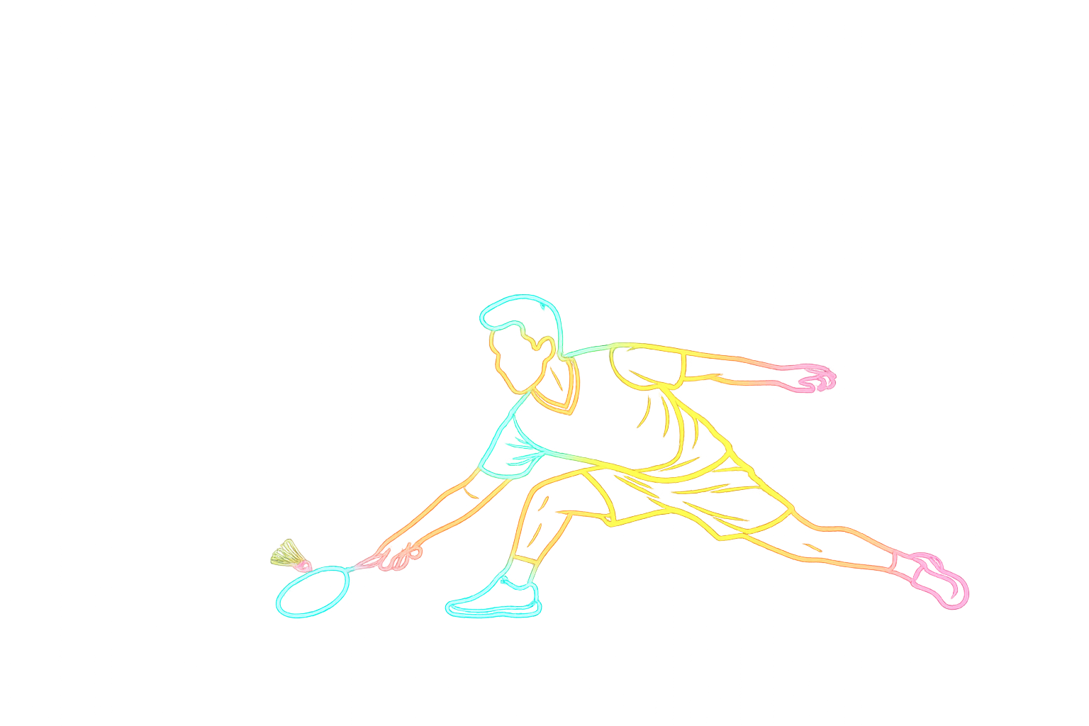 Male badminton player neon silhouette